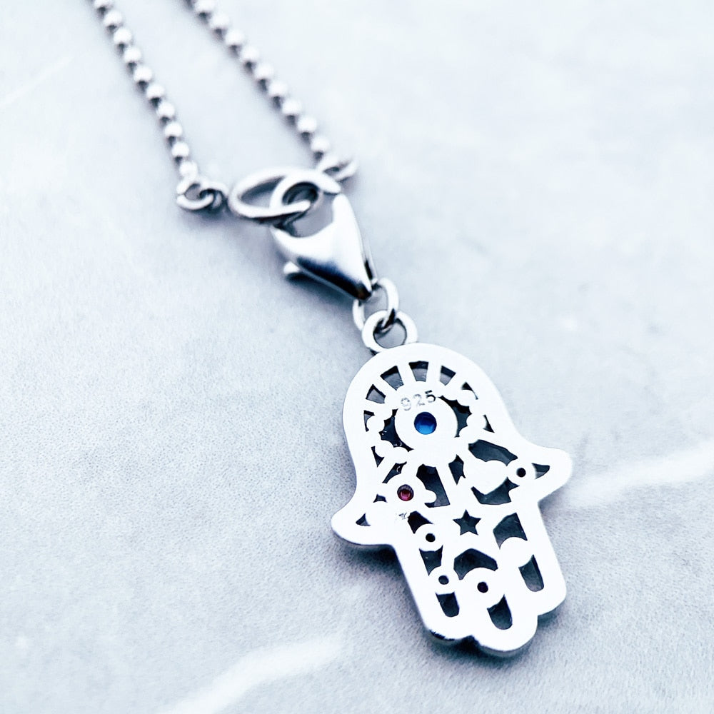Charm Necklace Hand of Fatima Summer Brand Bohemia Fashion Jewelry Europe 925 Sterling Silver Gift For Women Men