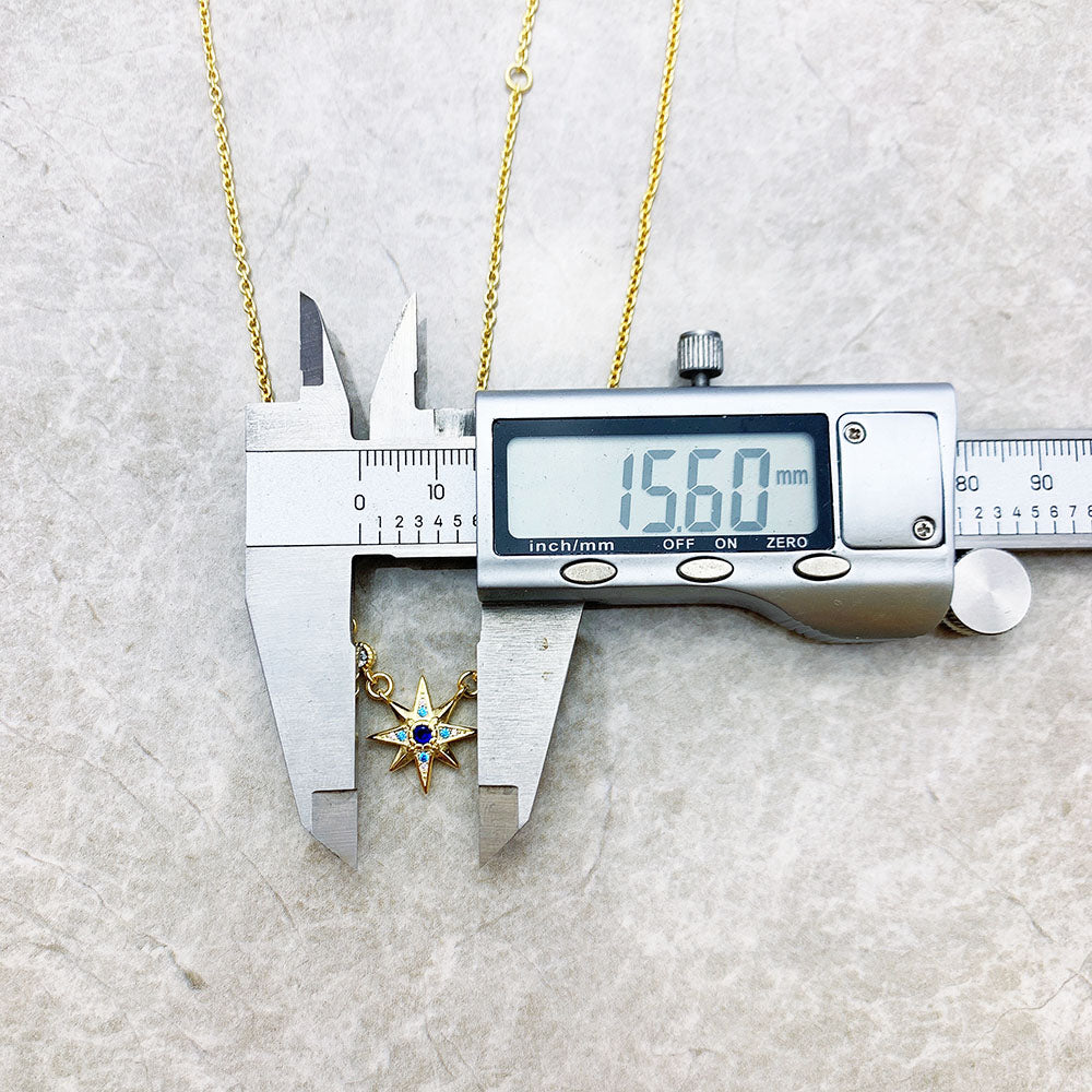 Necklace Royalty Star & Moon Gold Brand New Link Chain Fine Jewelry Europe 925 Stering Silver Bohemia Gift For Women