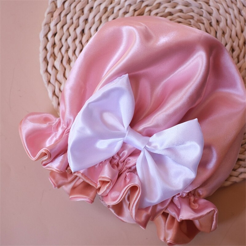 1 Pc Kids Hair Hat Elastic Blossom Bowknot  Baby Sleeping Hair Accessory for Toddler Child Baby Face Washing Shower Supplies