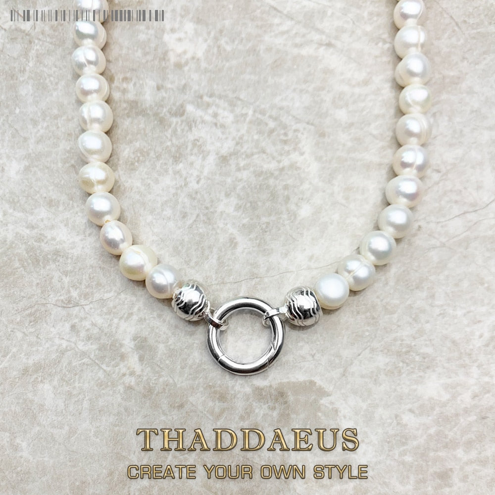 Strand Necklace Real Freshwater Pearl Brand New 925 Sterling Silver Fashion Jewelry Europe Style Glam Gift For Women Friend