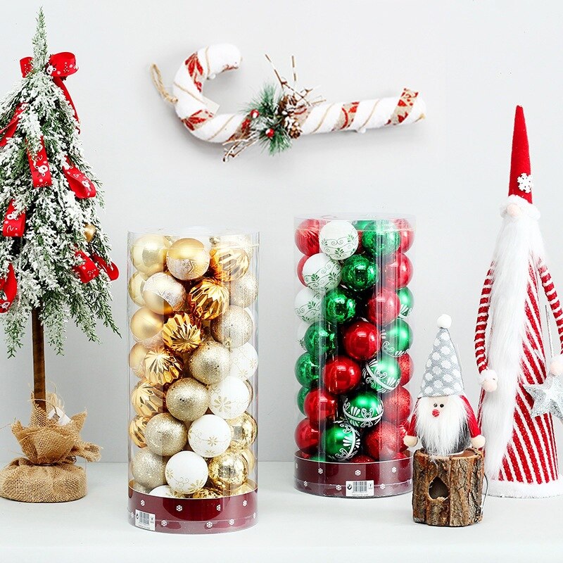 50Pcs 6cm Mixed Christmas Balls Xmas Tree DIY Ornament Pendant Christmas Decoration for Home Noel Navidad Natal New Year Gifts