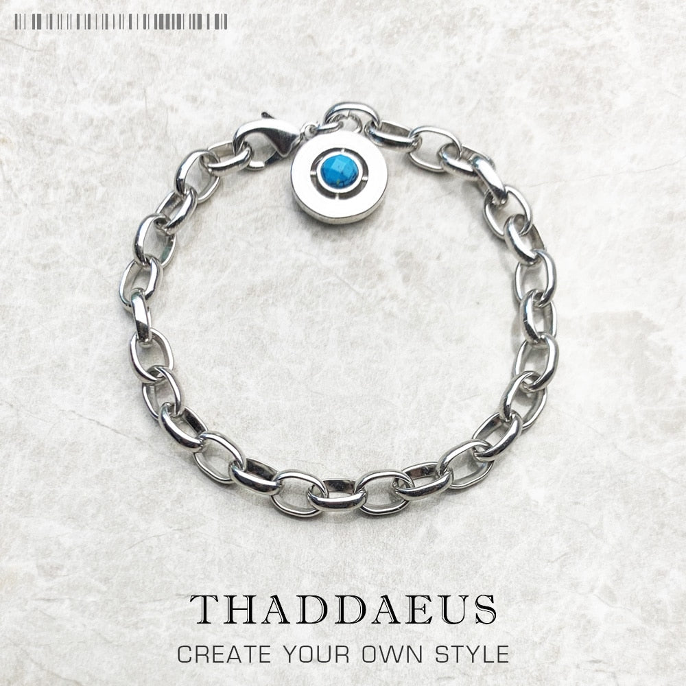 Blue Link Chain Charm Bracelets,2019 Autumn 925 Sterling Sliver Gift for Women Men,Europe Style Jewelry,Fashion Accessorie Club