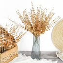 10Pcs Gold Eucalyptus Leaves Branch Artificial Plants Christmas New Year Decoration for Home Wedding Party Flower Arrangement