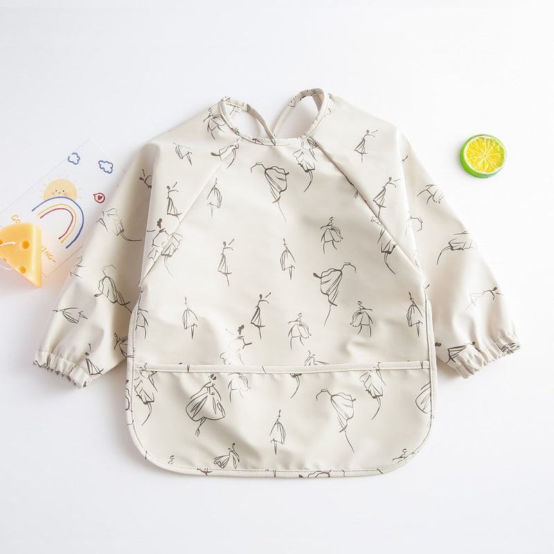 hibobi Baby Long Sleeved Bibs Children Toddler Bibs Art Crafts Waterproof Mealtime Protection Washable Easy Clean Smock for Kid