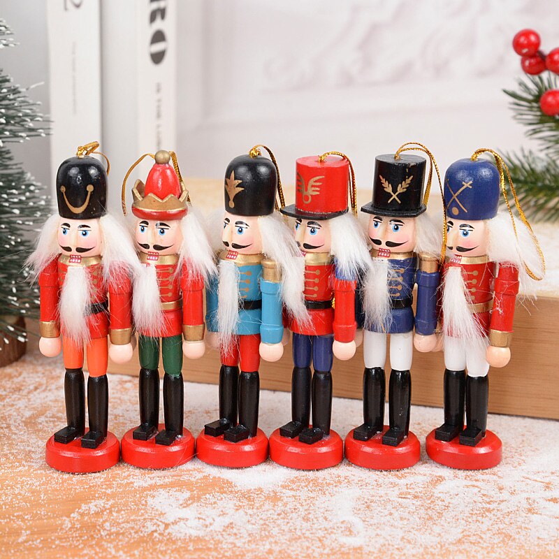 6pcs/box Christmas Nutcracker Soldier Wooden Ornaments Xmas Tree Hanging Pendants Doll Kids New Year Gift Natal Home Decorations
