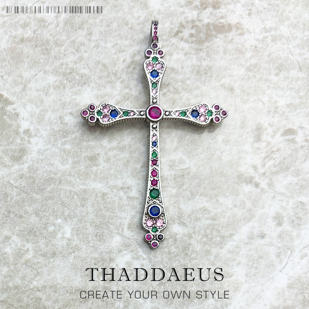 Pendants Royalty Cross Colorful New Victorian Jewelry Bohemia 925 Sterling Silver Accessories Gift For Women
