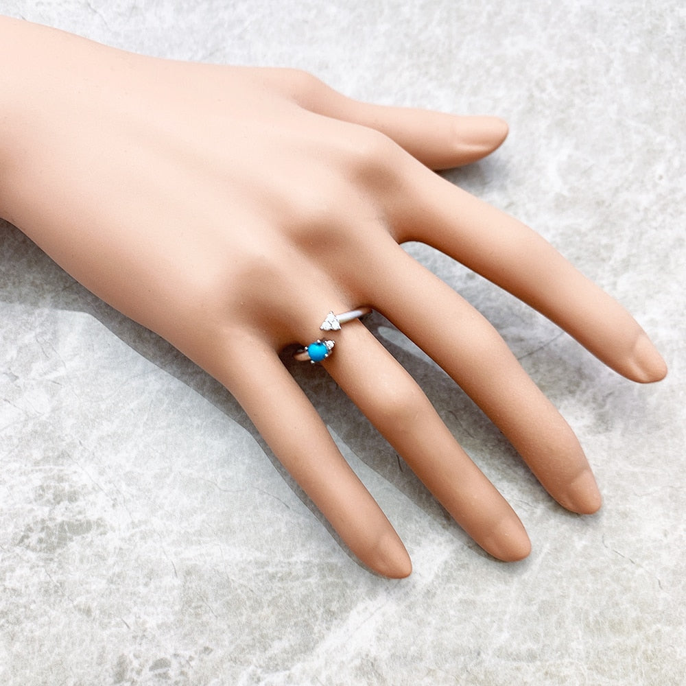 Ring Arrow Blue,Europe Fine Jewerly For Women,2023 Spring Trendy Ocean Spirit Gift In 925 Sterling Silver