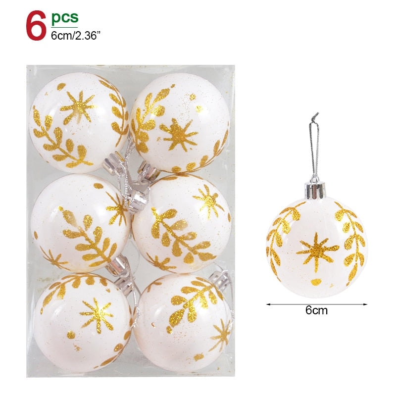 6Pcs/box 6cm Christmas Ball Ornaments Xmas Tree Hanging Pendant Christmas Decorations for Home 2023 Navidad Natal New Year Gift