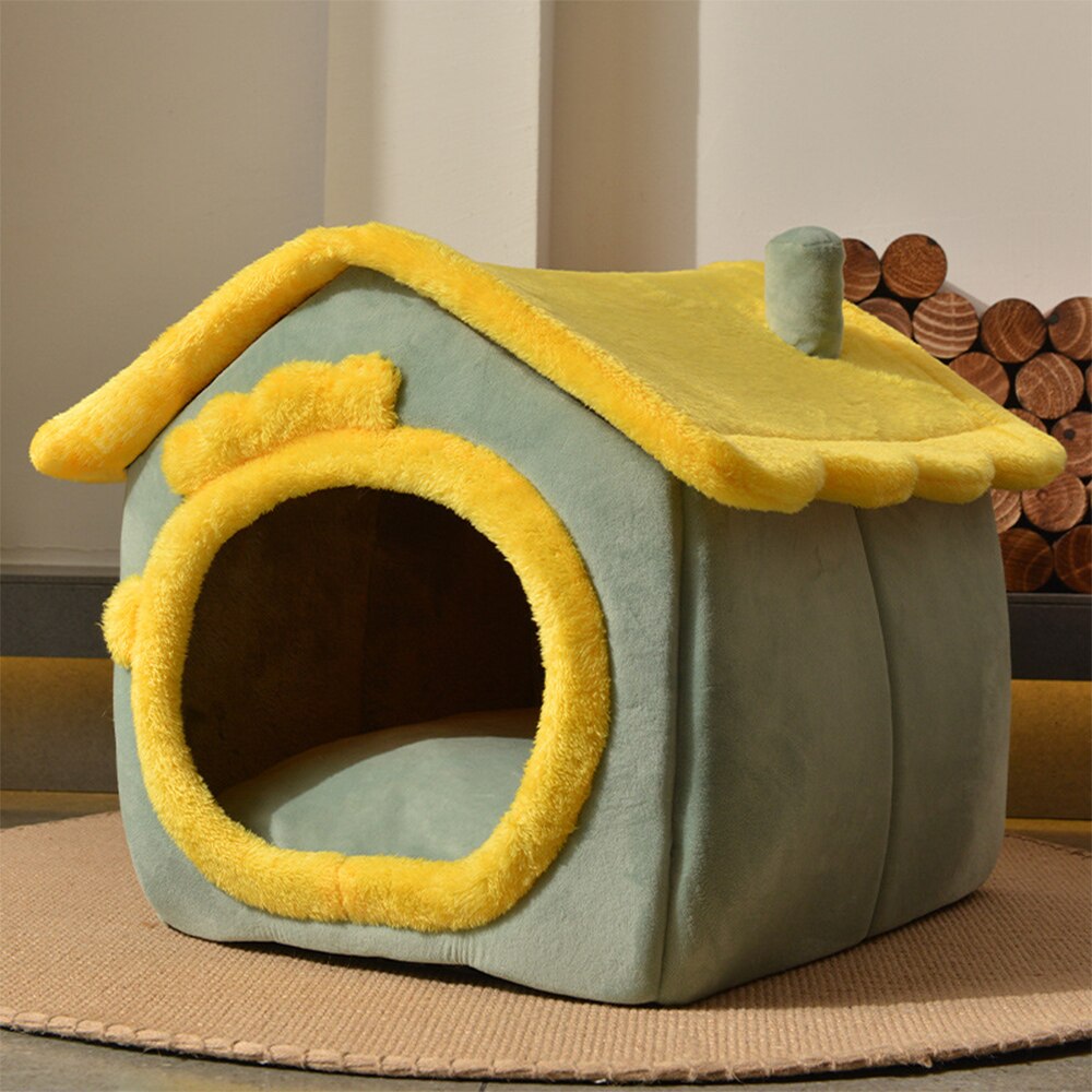 Dog house Cat Bed Warm Foldable House for Small Medium Dog Cat House Washable Tent Very Soft Small Dog Home Bag for Cats Beds - anconmall