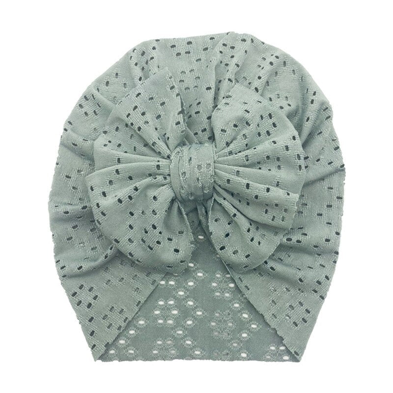 1Pc Newborn Fetal Hat Summer Hollow Breathable Baby Bow Knotted Polyester Hats for Newborn Infant Headwear Baby Shower Caps