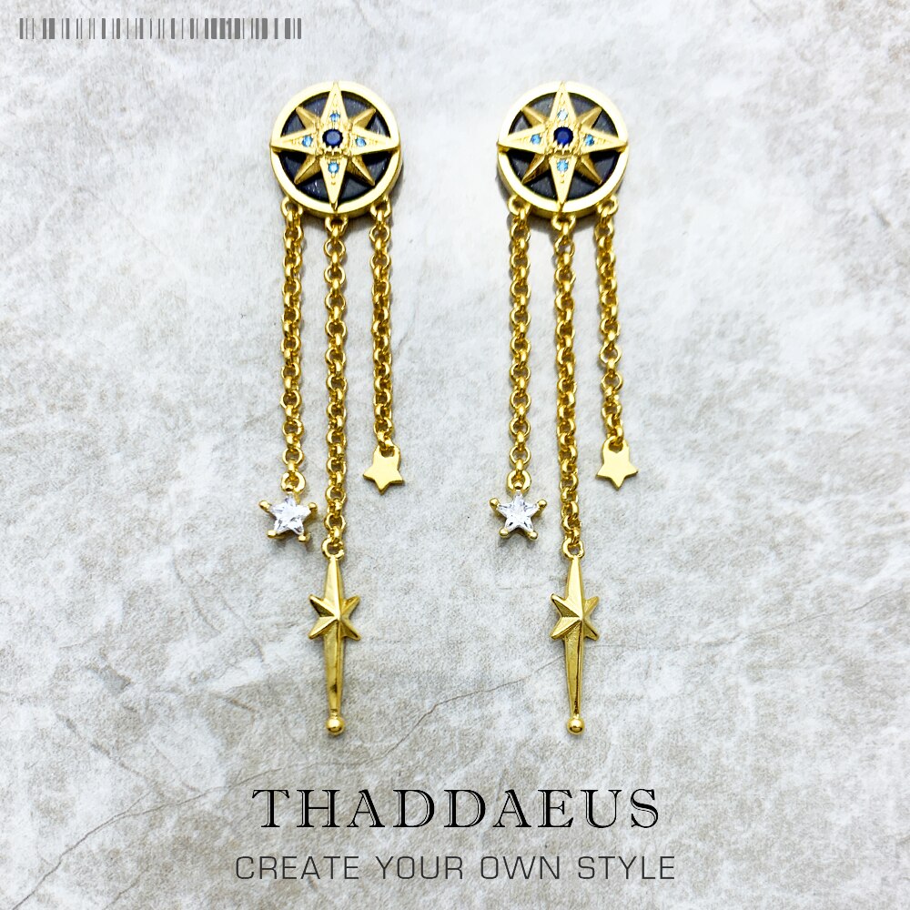 Earrings Royalty Star With Stones,Europe Fine Jewelry For Women,2023 Winter Lucky Gift In Sterling Silver 925