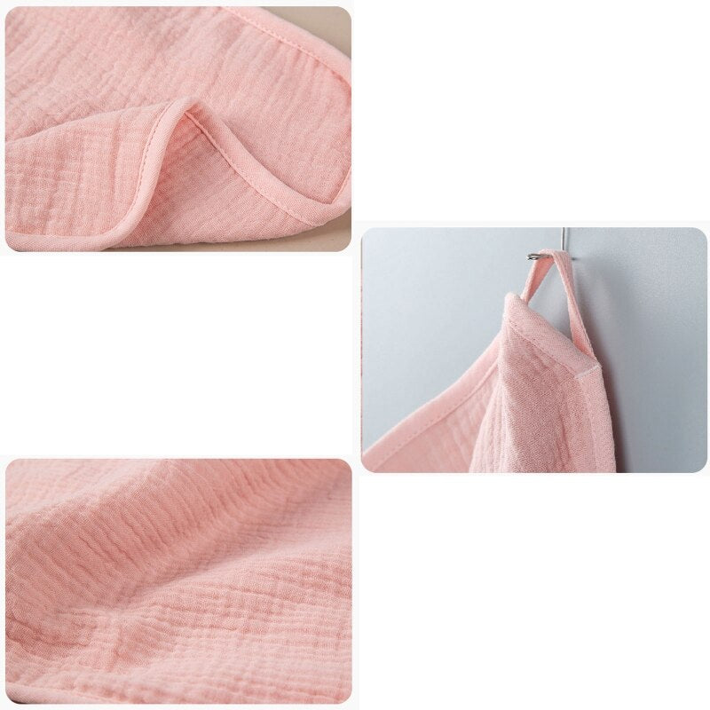 Baby Infants Washcloth Face Towel Baby Muslin Burp Cloth Solid Color Absorbent Saliva Towel Soft Cotton Crepe Feeding Bibs for