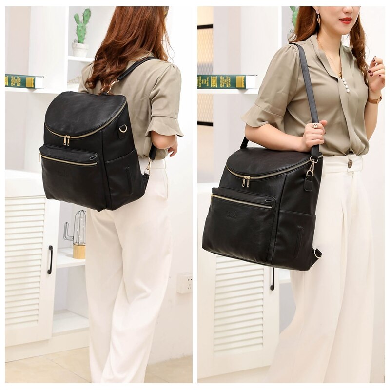 PU Leather Large Baby Diaper Bag Backpack,Travel Back Pack, Maternity Nappy Bag Changing Bags