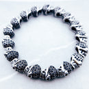 Black Zirconia Skeleton Skull Bracelet,Europe Style Heart Good Jewelry For Men & Women,Rebel Gift In Silver,Super De