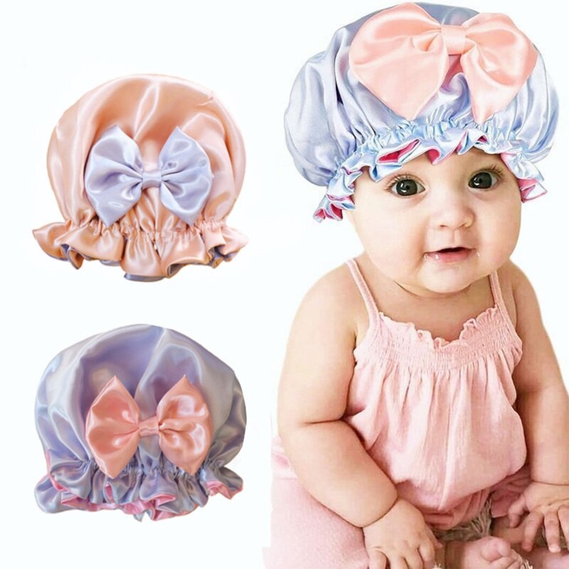 1 Pc Kids Hair Hat Elastic Blossom Bowknot  Baby Sleeping Hair Accessory for Toddler Child Baby Face Washing Shower Supplies