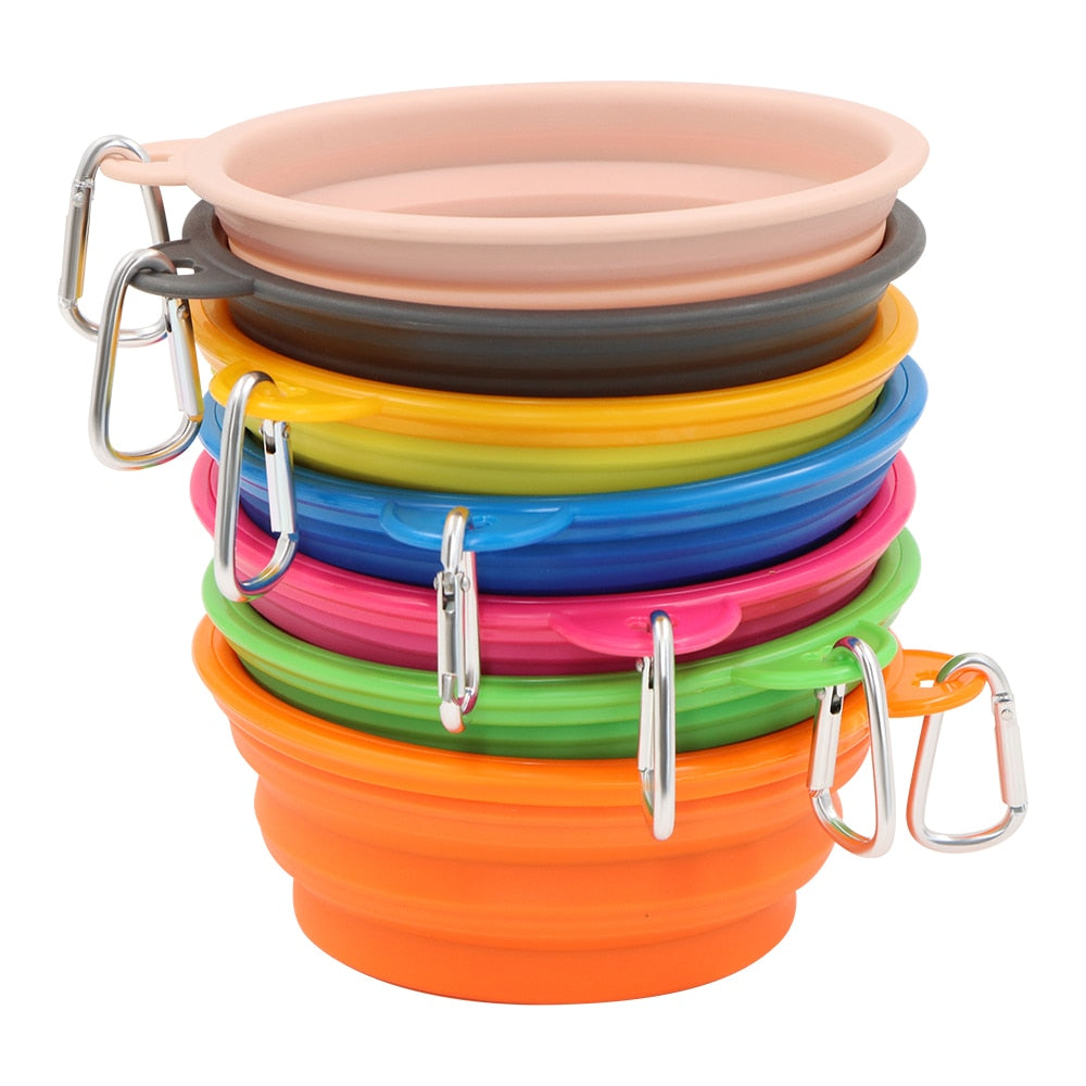 Pet Dog Cat Feeding Water Folding Dog Pet Folding Silicone Bowl Outdoor Travel Portable Puppy Food Container Feeder Dish Bowl - anconmall