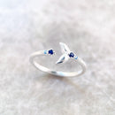 Ring Dolphin Tail Fin With Blue Stones,2022 Europe Style Glam Fine Jewerly For Women Cheerful Gift In Solid 925 Sterling Silver