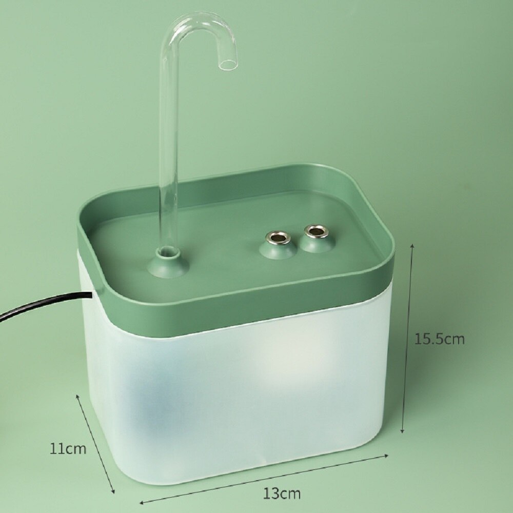 1.5 L Automatic Cat Water Dispenser Feeding with Filter Sponge Transparent Swan Neck Water Outlet Flowing Fountain Drinking Bowl