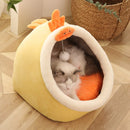 Crystal Velvet Hooded Cat’s House with Removable and Washable Cushion Winter Cat Basket Warm Cozy Sleeping Cave Pet Bed for Cats - anconmall