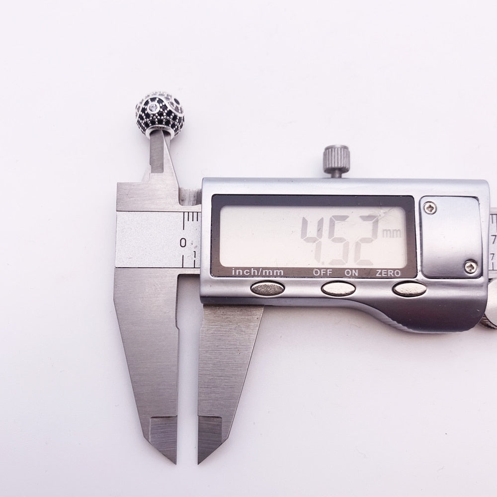 Beads Yin Yang Micro Pave Ball Charm For Women DIY Fine Jewelry Making Men Real Silver Sterling 925 Europe Gift