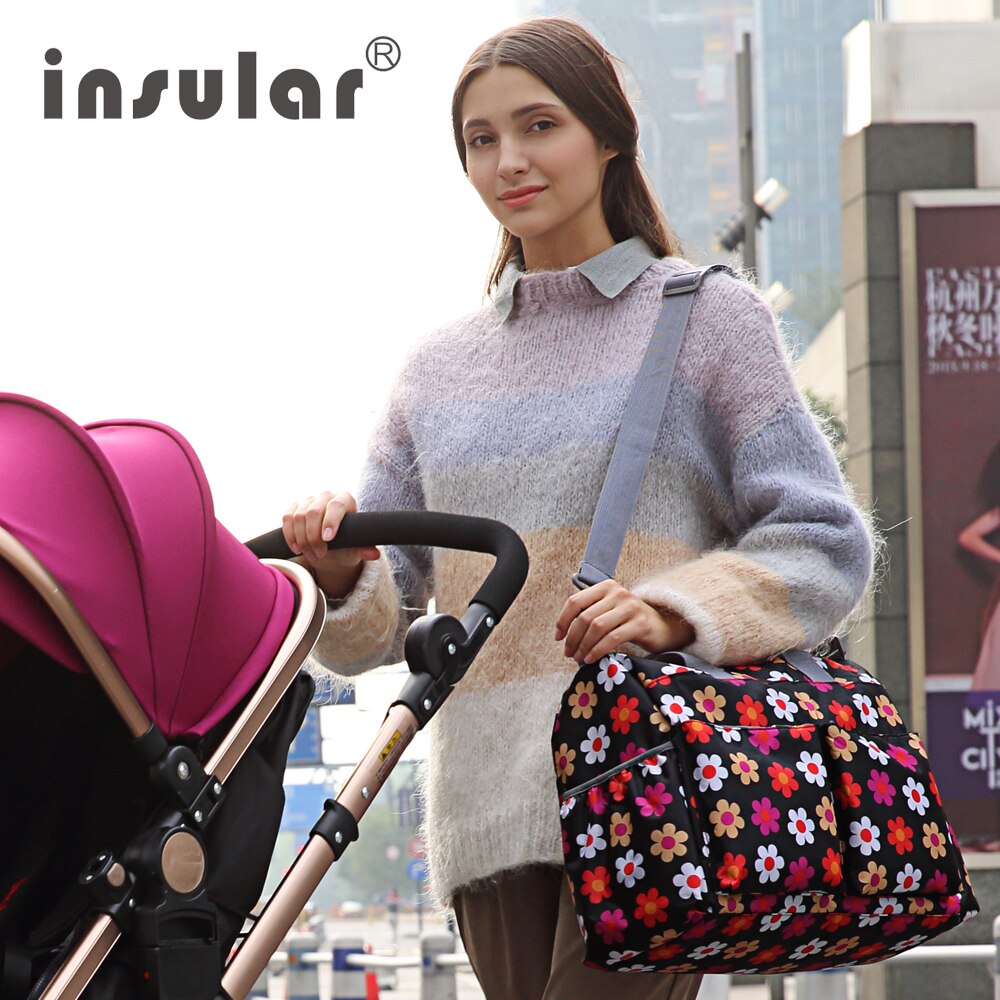 Insular 5pcs/set Baby Diaper Bag Backpack Nappy Bags Mother Shoulder Bag Maternity Mummy Handbag Waterproof Baby Stroller Bag