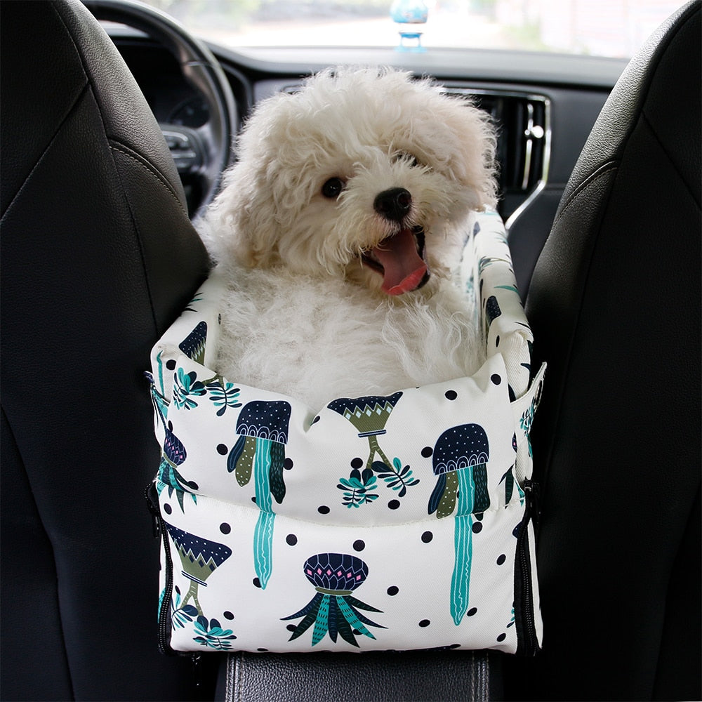 Portable Pet Dog Central Control Car Seat Dog Carriers with Handle Safe Car Armrest Box Booster Kennel water proof Bed for Dogs - anconmall