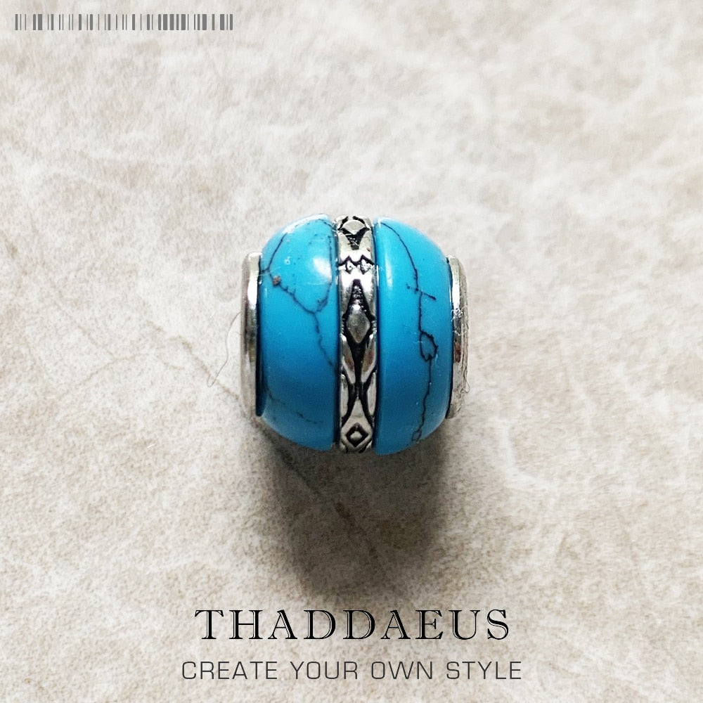 Bead Ornament Turquoise Luxury Accessories 925 Sterling Silver Charm For Jewelry Making Women Men