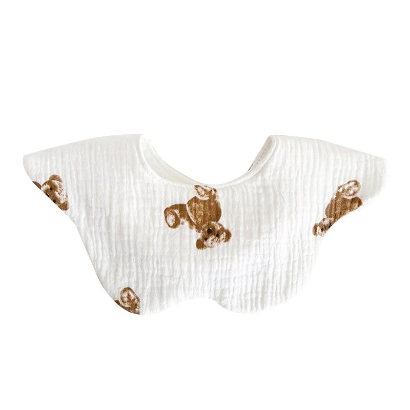 Cartoon Printed Baby Bib Round Petal Saliva Towel Comfortabel Cotton Breathable Apron Newborn 360 Degree Rotation Bandanas Burp