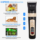 Professional Pet Dog Grooming Hair Clipper 4-Speed Quiet Electric Trimmer Pet Haircut Rechargeable Stand Base Cordless Kit - anconmall