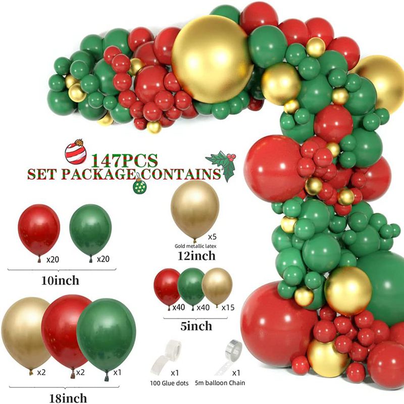 Christmas Balloons Garland Arch Kit Red Green Metallic Golden Latex Balloon for Festival Christmas New Year Party Decorations