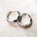 Bamboo Black Creole Hinged Hoop Earrings,Europe Glam Fine Jewerly For Women Men Gift In 925 Sterling Silver