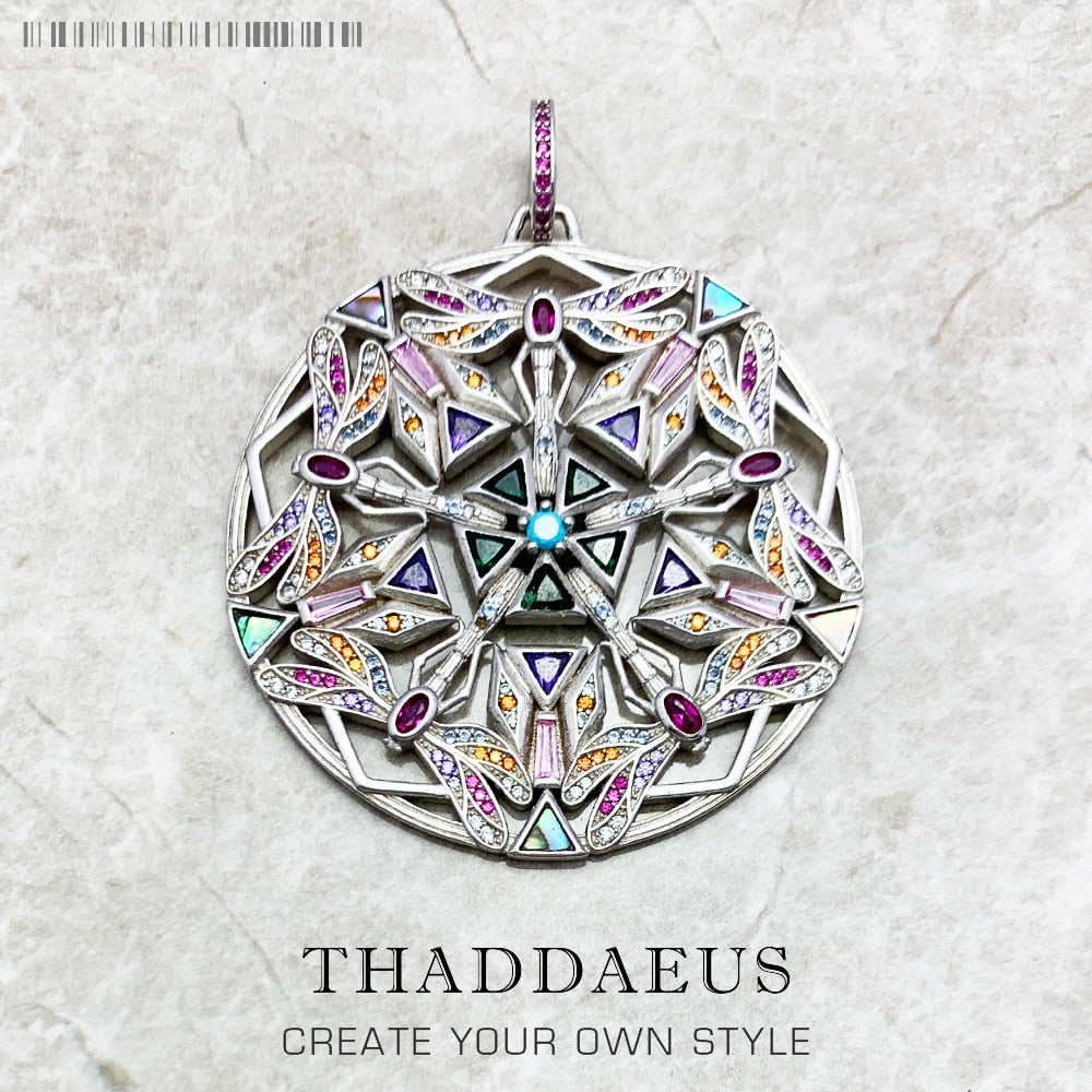 Pendant Amulet Kaleidoscope Dragonfly,Spring New Elaborate Fine Jewelry 925 Sterling Silver Magic Garden Gift For Women