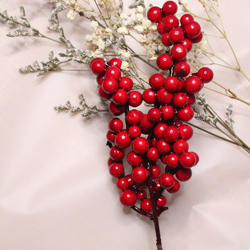 5Pcs Artificial Red Christmas Berries Pine Cone Branches For Christmas Home DIY Wreath Decorations Xmas Tree Ornaments Noel 2023