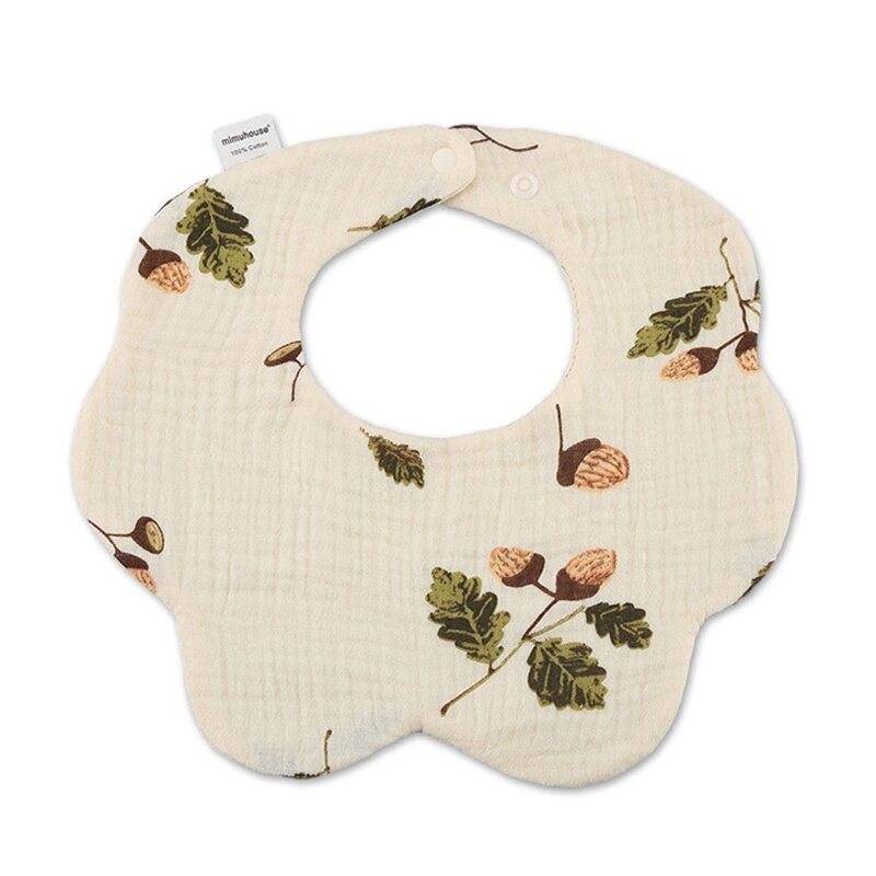 Baby Bibs Super Soft Cotton Gauze Baby Drooling Bibs Newborn Baby Saliva Towel Cute Print Petal Bib for Infants Toddlers