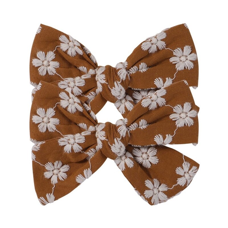 2Pcs Pastoral Vintage Floral Print Bowknot Hair Clips for Kids Baby Girls Cute Alligator Hairpins Barrettes Headwear