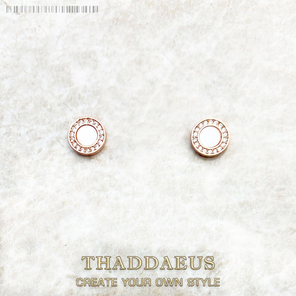 Round Shell Studs Earrings Romantic Pure 925 Sterling Silver Jewerly Gift For Women