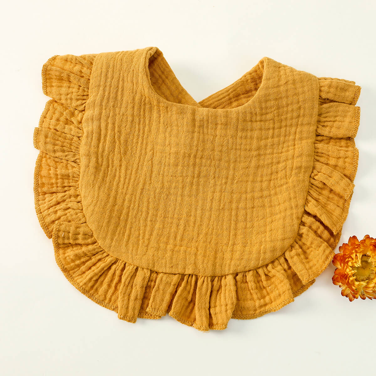 hibobi Flounced Cotton Waterproof Bibs Infant Cotton Bib Newborn Scarf Solid Color Baby Boys Girls Feeding Saliva Towel