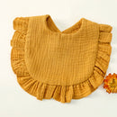 hibobi Flounced Cotton Waterproof Bibs Infant Cotton Bib Newborn Scarf Solid Color Baby Boys Girls Feeding Saliva Towel