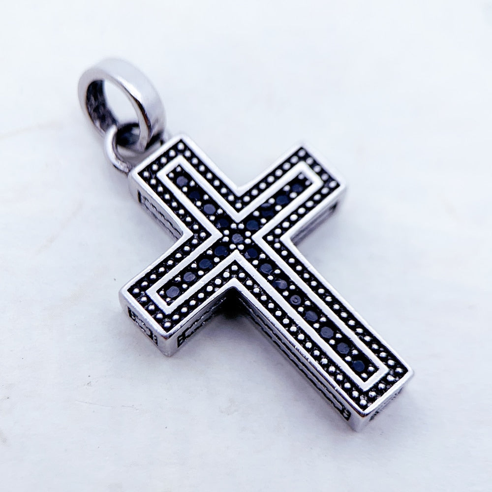 Pendant Black Cross Summer Vintage Unisex Jewelry Europe Accessorie 925 Sterling Silver Gift For Woman Men