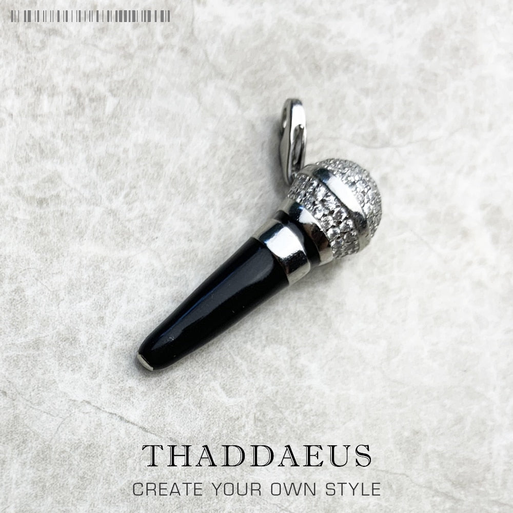 Pendant Microphone,Winter 925 Sterling Silver Fashion Jewelry Europe Sing Song Accessories Gift For Women & Men