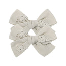 2Pcs/Set Sweet Floral Embroidery Solid Color Bowknot Hair Clips for Kids Baby Girls Alligator Hairpins Headwear Toddlers Hair