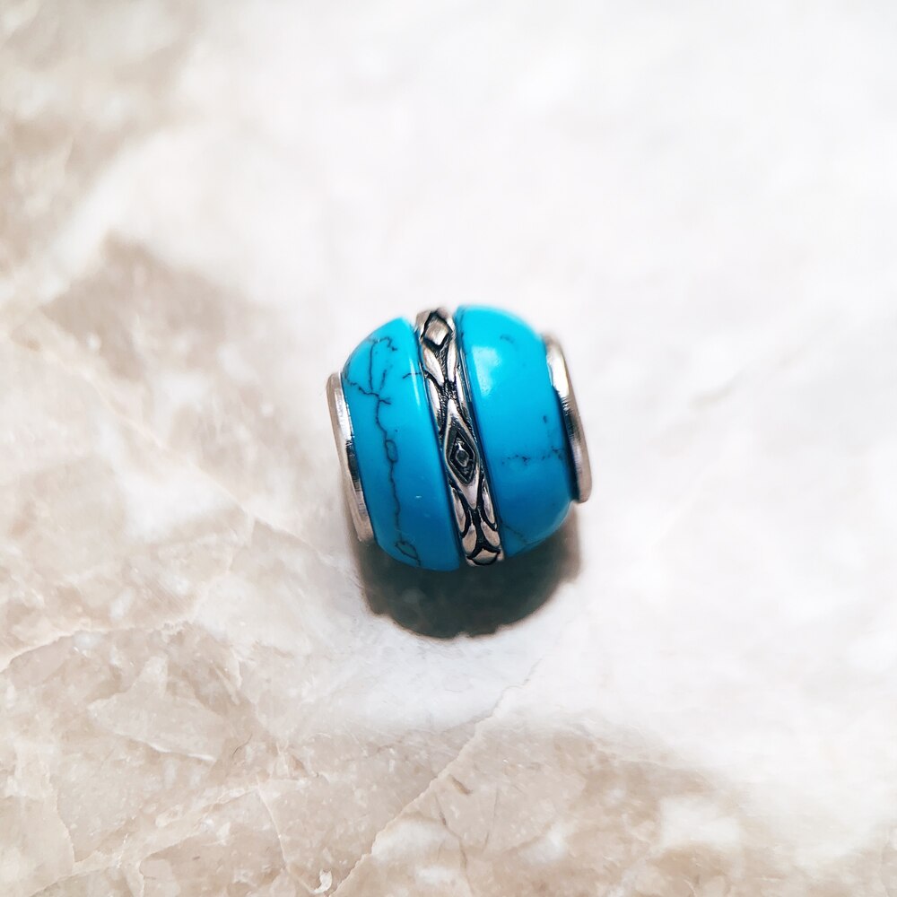Bead Ornament Turquoise Luxury Accessories 925 Sterling Silver Charm For Jewelry Making Women Men