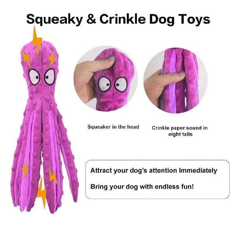 No Stuffing Squeaky Dog Toys Pet Puppy Dog Plush Doll with Crinkle Paper Fun Octopus Crocodile Interactive Chew Toys Grind Teeth - anconmall