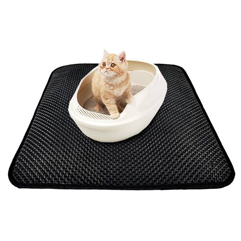 Pet Cat Litter Mat with Anti-Slip Waterproof Bottom Foldable EVA Double Layer Cat Litter Tray Pad Cat Accessories