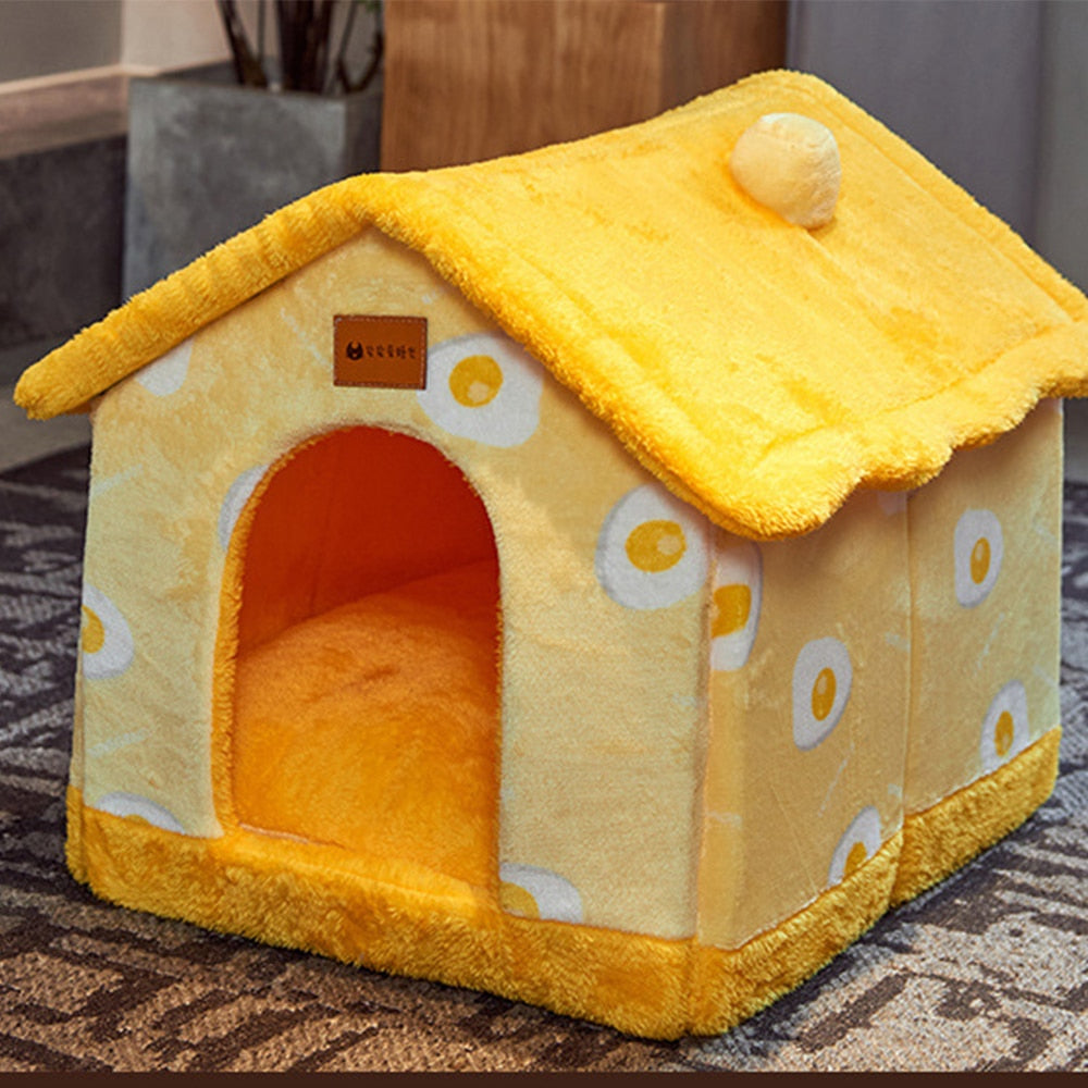 Dog house Cat Bed Warm Foldable House for Small Medium Dog Cat House Washable Tent Very Soft Small Dog Home Bag for Cats Beds - anconmall