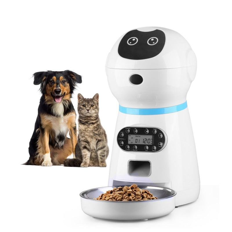 3.5L Robot Smart  Automatic Pet Feeder With Staiinless Steel Bowls Dry Food Dispenser Timing Feeding For Cats Dogs Pet Supplier