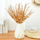 10Pcs Gold Eucalyptus Leaves Branch Artificial Plants Christmas New Year Decoration for Home Wedding Party Flower Arrangement