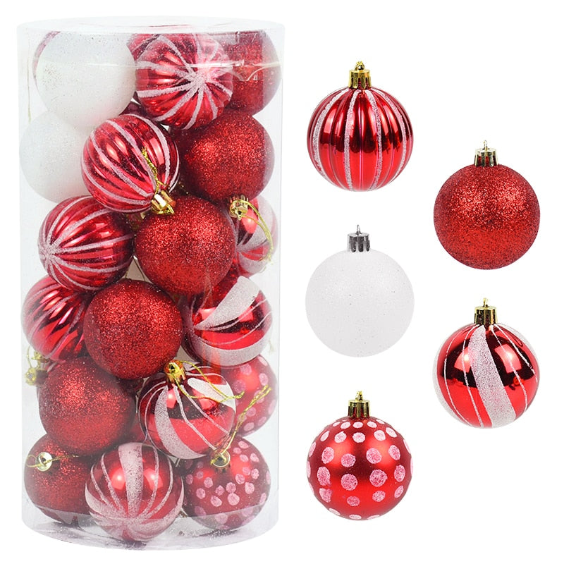 30Pcs 6cm Christmas Tree Balls Ornament Red White Hanging Pendant Christmas Decorations For Home 2022 Navidad New Year 2023 Gift