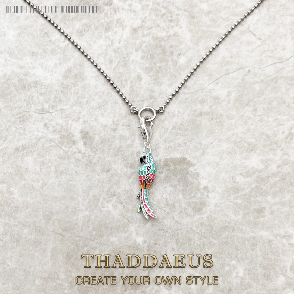 Charm Necklace Parrot Paradise Bird Summer Brand New Fashion Jewelry Europe 925 Sterling Silver Bohemia Gift For Women