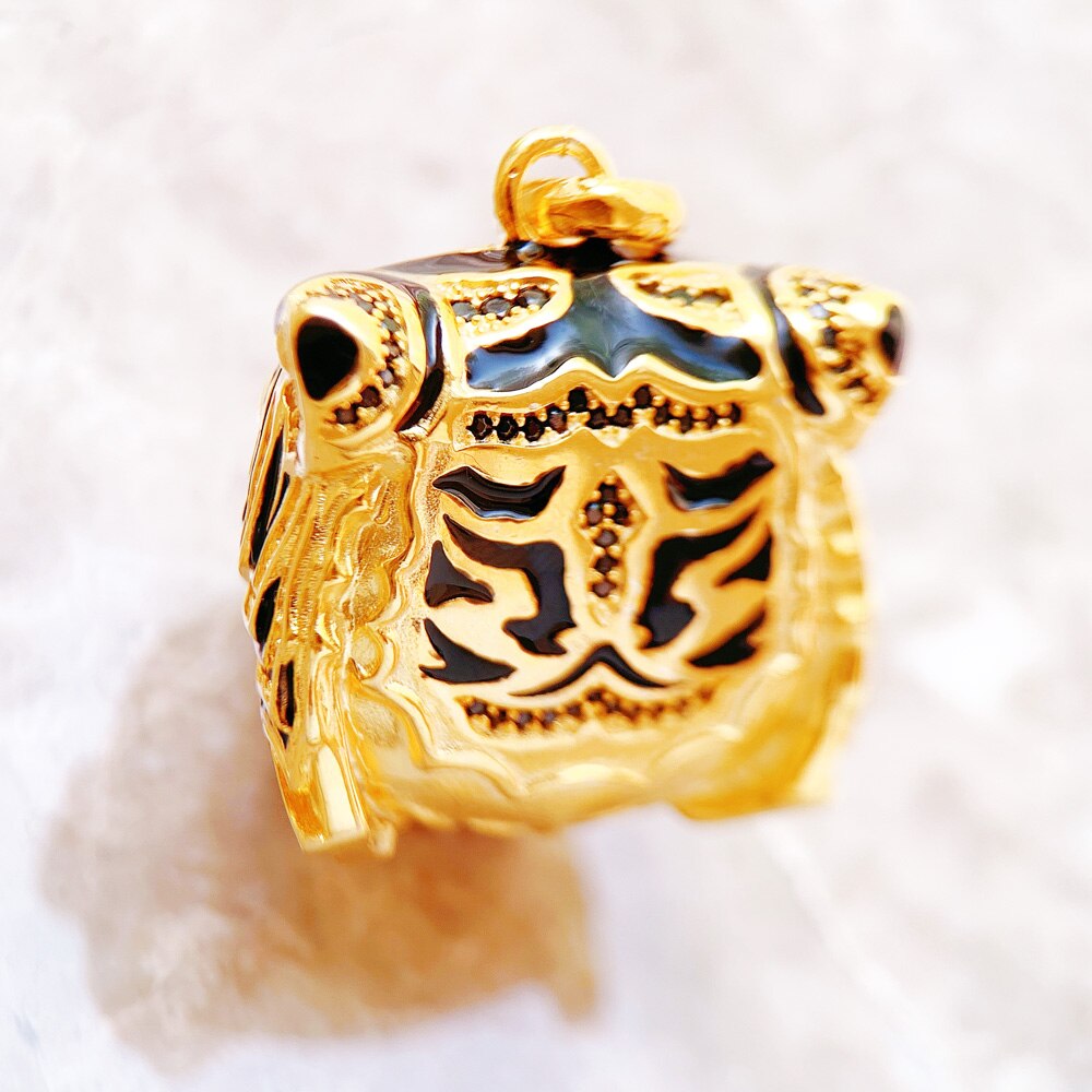 Pendant Golden Tiger Brand New Fine Jewelry 925 Sterling Silver Punk Accessories Rebel Gift For Women Men